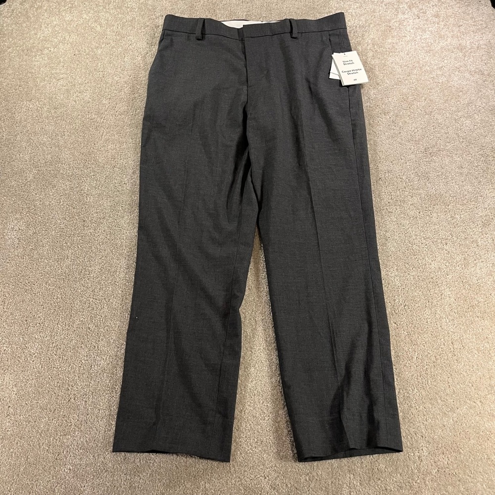 H&M Dress Pants Mens 32R Charcoal Gray New Slim Fit Stretch Dress Trousers